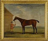 Famous Horse Paintings - Portrait of Henry Comptons Race Horse Highflyer Held by a Groom